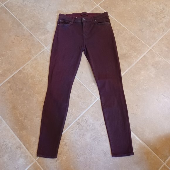 EUC 7 For All Mankind Skinny Coated Bordeaux Ankle Jeans Size 30 - Picture 4 of 9